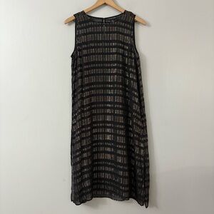 Eileen Fisher Sheer Silk Glimmer Ballet Neck Dress